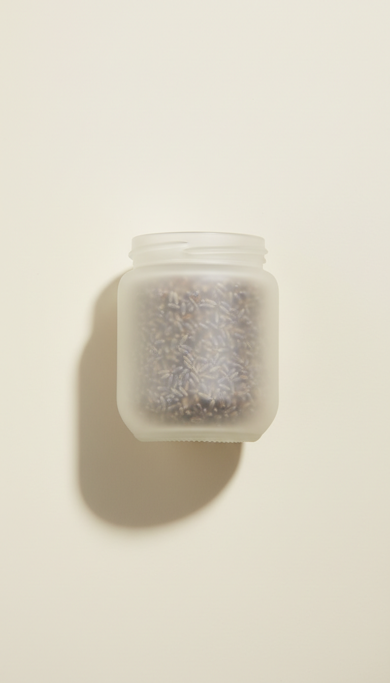 Dried Lavender Buds in Ivory Glass