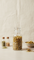 Engraved Glass Apothecary Jar Of Dried Chamomile